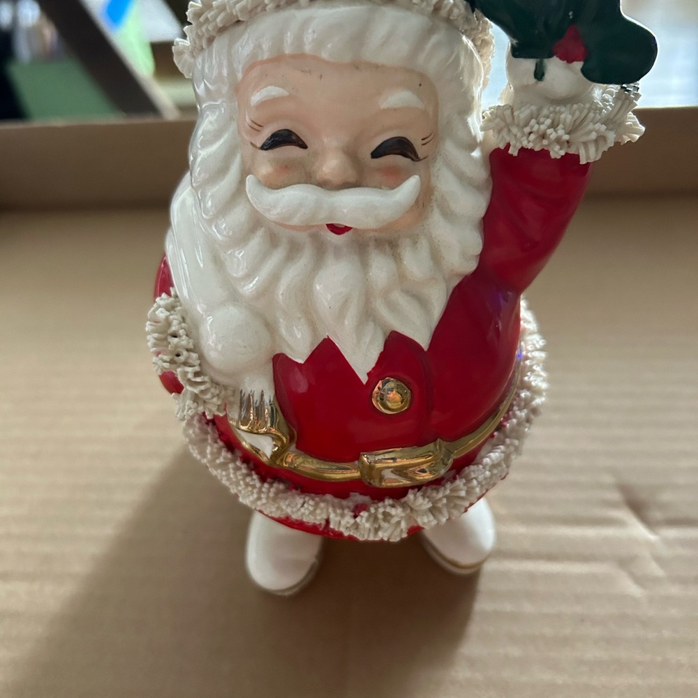 Festive Santa Claus Figurine coin Bank- Red and Gold